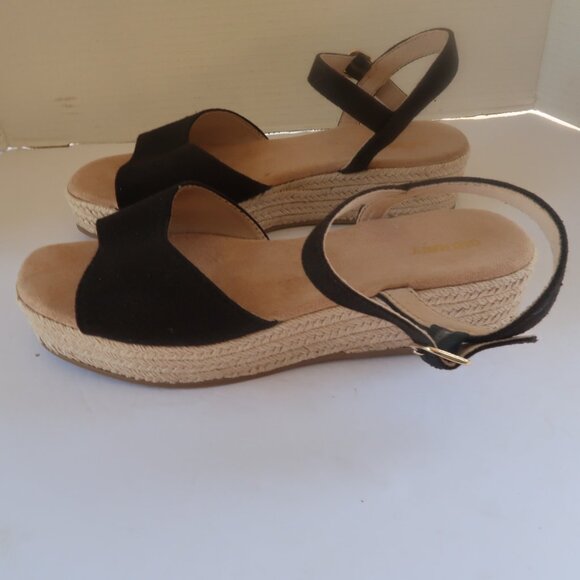 Old Navy Espadrille Wedge Black Sandals Sz 10 - Picture 13 of 15